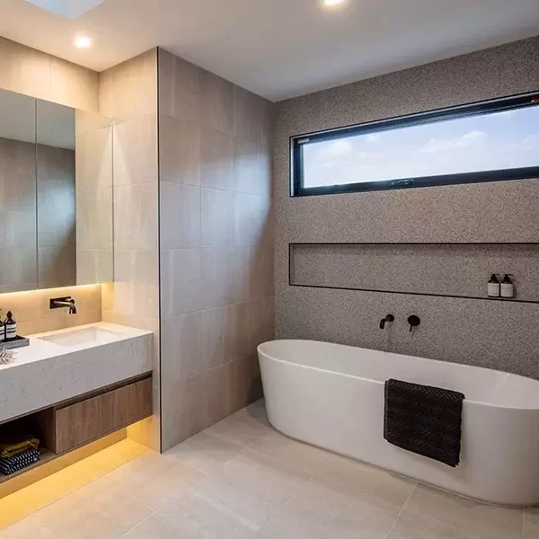 Awning window installation in bathroom